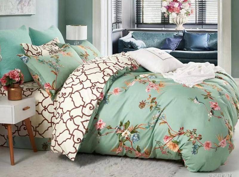 Beautiful floral teal green american Bedsheet and Duvet