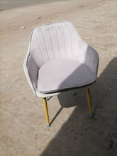 Load image into Gallery viewer, Velvet Dining Chairs Mid-Back Leisure Armchair w/ Gold Leg Gray
